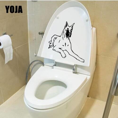 YOJA 22.4X23.1CM Great Dane Dog Cartoon Toilet Decal Wall Sticker Living Room Home Decor T5-1477