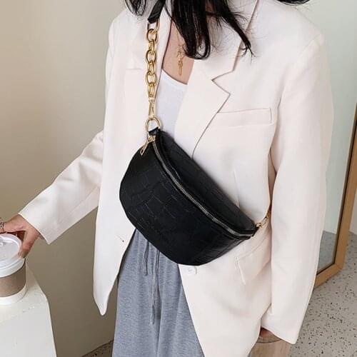 Top Brand Famale Fashion Stone Pattern Chest Bag Ladies Large Capacity Crossbody Bag Chain Bags Waist Bag New Womens Fanny Pack