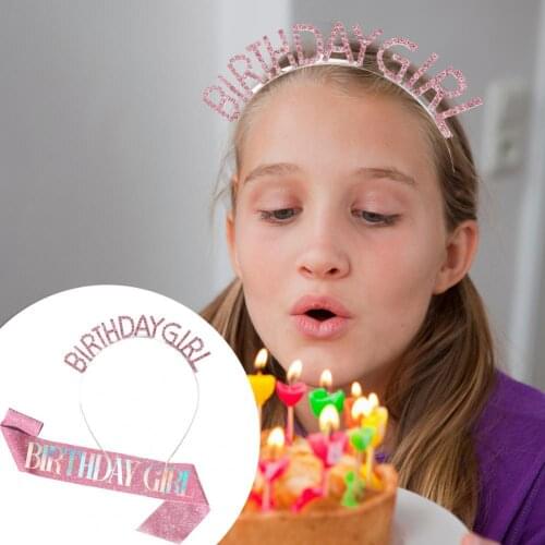 1 Set Glitter Hair Band Set Birthday Style Alloy Creative Festive Touch Hair Band Decor for Girls