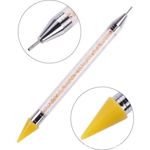 1 Pc Dual-ended Dotting Pen Rhinestone Studs Picker Wax Pencil Crystal Handle Nail Tool Nails Tips Manicure For Nail Art Usage