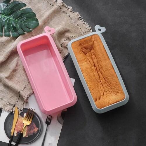 1pc Silicone Rectangle Loaf Mold Non Stick Bread Toast Mold Pink Color Cake Mold Bakeware Baking Pan For Kitchen Baking