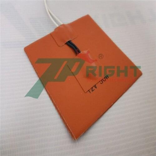 12v 50w silicone heater pad 100x100mm with 300mm wire length