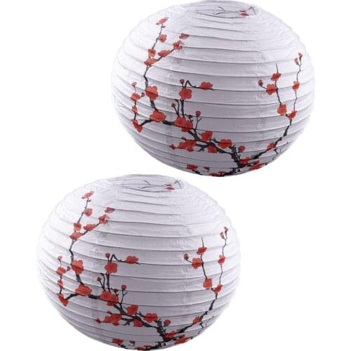 2Pcs Plum Floral Paper Lantern Light Shade Lampshade Bar Room Decoration Chinese Elegant Retro Style