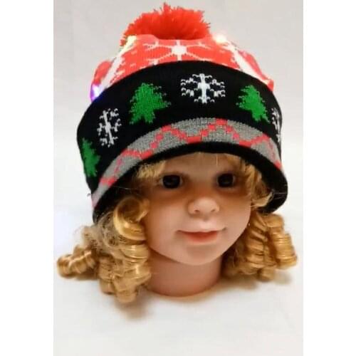 2022 LED Christmas Light Up New Year Hat Sweater Knitted Beanie Christmas Knitted Hat Christmas Gift for Kids Xmas Decorations