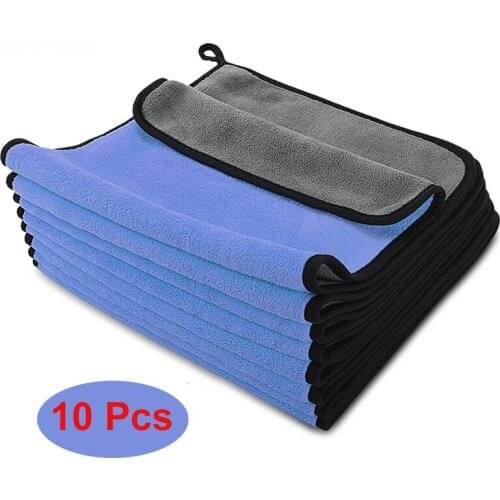 30x30/40/60CM Car Wash Microfiber Towel Car Cleaning Drying Cloth Hemming Car Care Cloth Detailing Car Wash Blue Towel