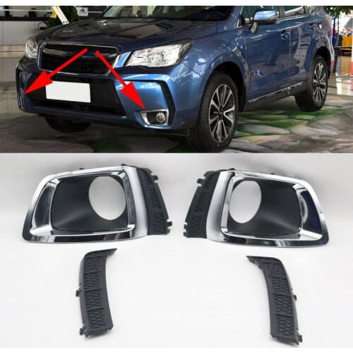 4Pcs/Set Front Bumper Fog Light Lamp Cover Trim Grille for Subaru Forester 2014 2015 2016 2017 2018 Foglight Garnish Frame Cap