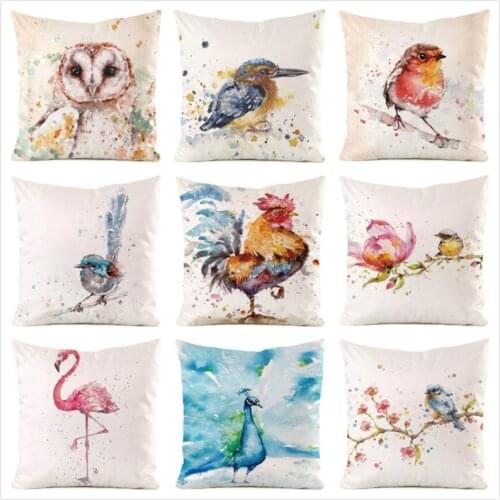 45cm*45cm **Cocks and birds** Inimitated Silk Fabric Throw Pillow Covers Couch Cushion Cover Home Decorative Pillows Pillow Case