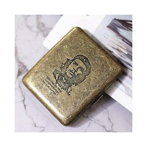 5-8cm Retro Guevara Antique Thin Cigarette Case Portable Copper Tobacco Case Cigarette Storage Accessories World War II