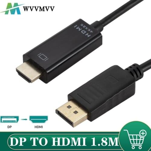 GRWIBEOU 4K 1080P 1.8M display port Displayport Male DP to HDMI Male Cable Adapter Converter for PC Laptop HD Projector