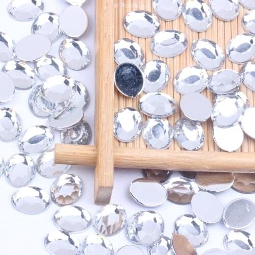Flat Back Facets Acrylic Rhinestones Many Sizes Oval Shape Crystal Color Glue On Beads DIY Crafts Garments Decorations