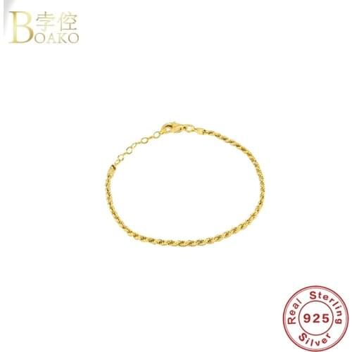 BOAKO 925 Sterling Silver Chain Bracelet For Woman Valentine Day Birthday Gift 2020 Luxury Fashion Girls Bracelets Fine Jewelry
