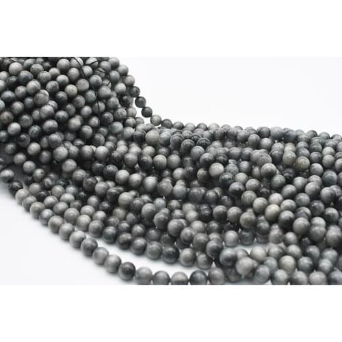 6-10mm AA Natural Smooth hawks eye round Stone Beads For DIY necklace bracelet jewelry making 15 "free delivery