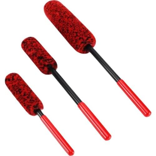 3Pcs/Set Auto Car Wheel Hub Cleaning Brush Flexible Long Handle Premium Wool Car Rim Brushes Soft Fiber Car Tire Cleaning Brush