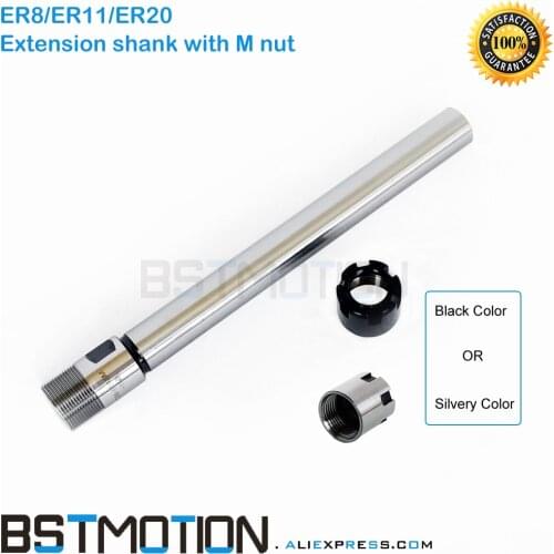 Collet Chuck Holder C8 C10 C12 C16 C20 C25 for ER8 ER11 ER16 ER20 Collet 100mm 150mm 200mm Extension Straight Shank ER M Nut