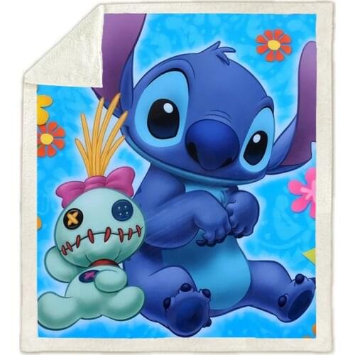 3D Print Disney Plush Throw Lilo & Stitch Fleece Blanket Bedspread Sherpa Blanket Couch Quilt Cover Travel Girl Bedding