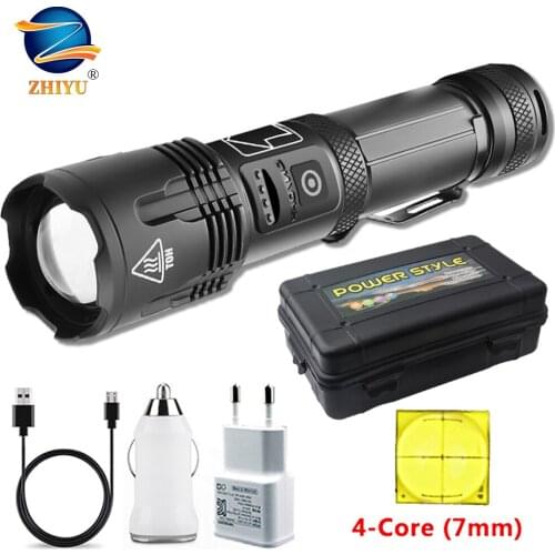 Powerful 4 Core P70 LED Flashlight with Battery Display 5 Lighting Modes Usb Rechargeable Use 26650 Battery Lantern for Camping