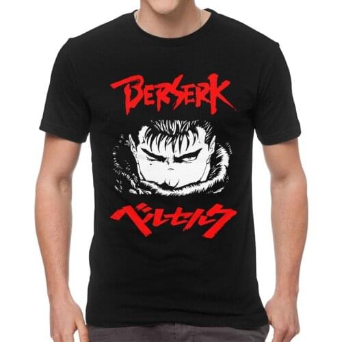 Berserk Guts T Shirt for Men Cotton Printed T-shirts Graphic Tshirt Short Sleeve Kentaro Miura Anime Manga Gattsu Tee Tops