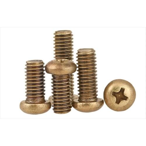 GB818 Round head screws brass Copper M2 M2.5 M3 M4 M5 M6 screws pan head screws copper PM screws
