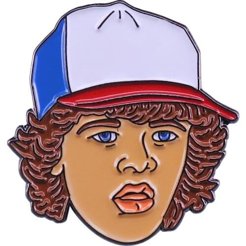 HOSENG Alloy Cartoon Brooch Blue White Hat Boy Lapel Enamel Pin Fashion Backpack Coat Jewelry Badge Gift HS_417