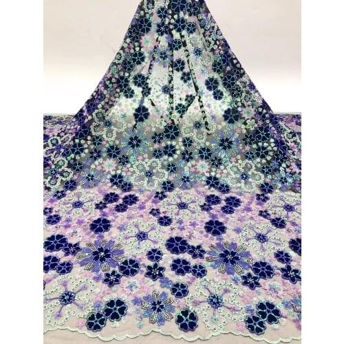 Exquisite colorful sequins fashion flannel flower embroidery, African lace fabric, suitable for womens dress design fabrics