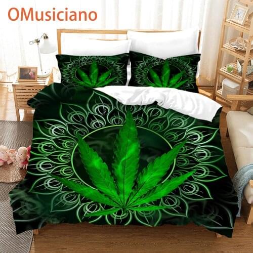 OMusiciano Weed Leaves Bedding set Bedding Set Queen King Size Quilt Cover Pillowcase Bed Cover Bed Linen 3pcs