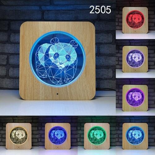 Creative wooden LED night light 7 color changing table lamp doll boy girl birthday toy USB touch sensor color night light