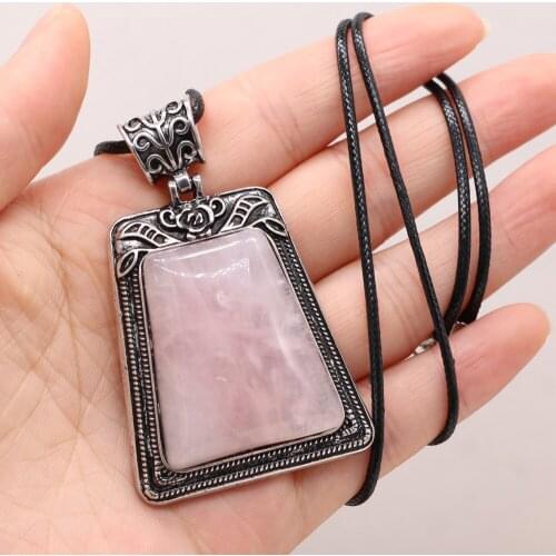 Hot Sale Natural Alloy Gem Necklace Sweater Chain Personality Retro Trapezoidal Handmade Crafts DIY Necklaces Pendant Making