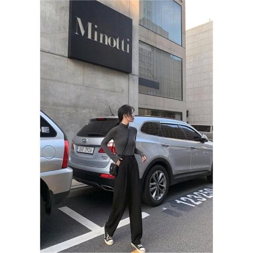 LMQ NEW 2020 Women Suit Pants Spring Autumn Office Lady Long Trousers Solid Loose High Waist Pant Wide leg pants casual pants