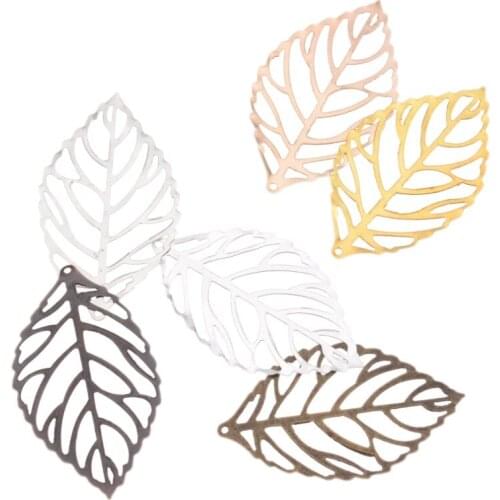 MIAOCHI Retail 10Pcs Antique Bronze Filigree Leaf Metal Crafts Decoration DIY Findings 4.4x2.6cm F0353