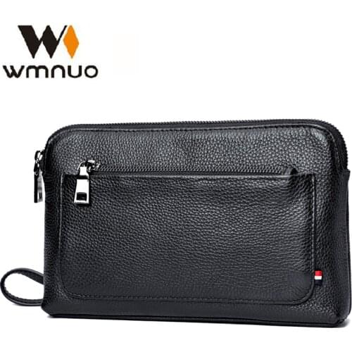 Wmnuo Men Handbag Genuine Cow Leather Coin Purse Men Clutch 2020 New Fashion Men Wallet Hand Bags High Quality Business Carteras