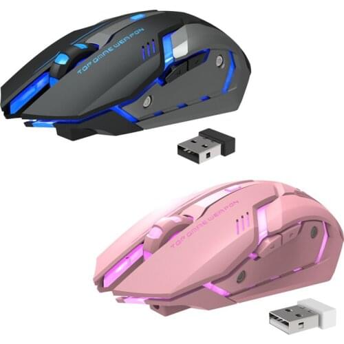 Rechargeable Black Pink Wireless Gaming Mouse Led Silent Ergonomic 2.4GHz USB Optical For Laptop Computer PC Cute New
