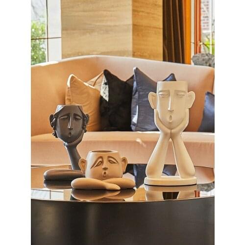 Abstract figure Set 3pc living room Sculpture Office Bookshelf Home Decor modern Vase Home Ornaments TV Desk Figurine Resin