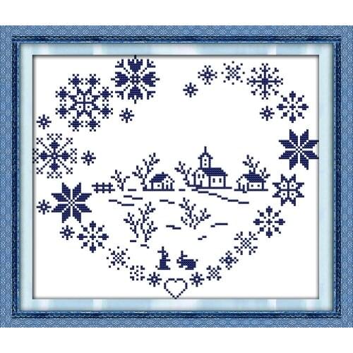 Love village cross stitch kit cartoon snow Aida count 14ct 11ct 100% printed embroidery DIY handmade needlework wall home decor