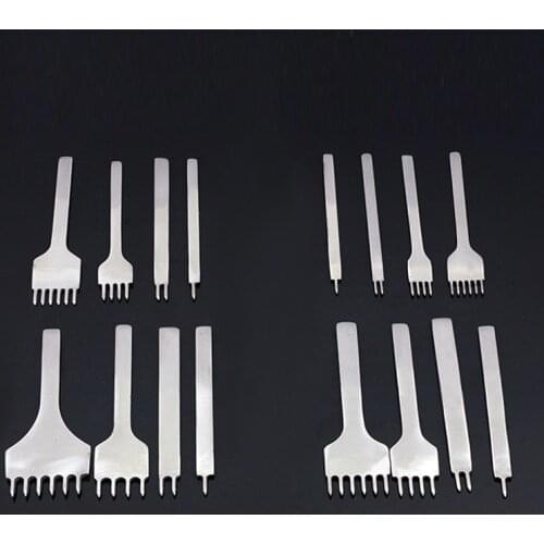 4 Pcs/Set Diy Handmade Leather Craft Tools Stainless Steel 1+2+3+6 Hole Chisel Graving Stitching Punch Tools Kit 3mm/4mm/5mm/6mm