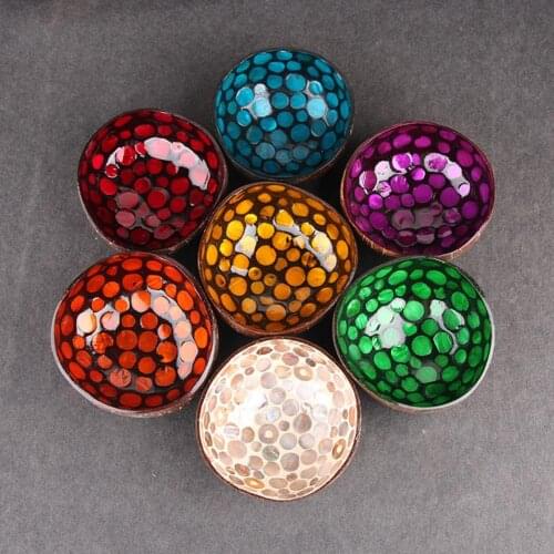 Natural Coconut Shell Round Patch Salad Noodles Rice Bowl Handicraft Decoration Eco-friendly Bowl DIY Home Decor Handmade