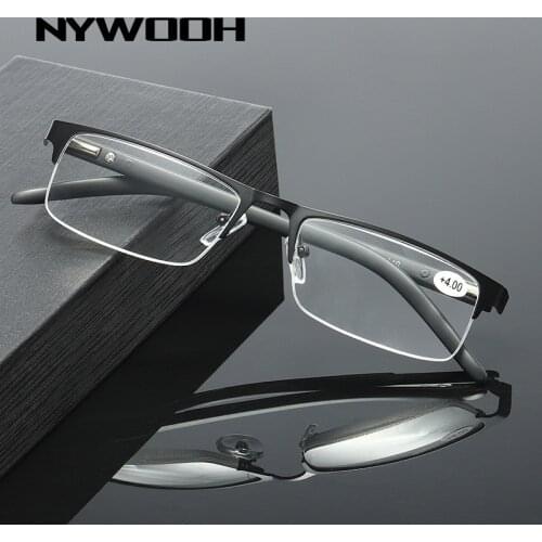 NYWOOH Titanium Alloy Reading Glasses Men Retro Business Hyperopia Prescription Eyeglasses +1.0 1.5 2.0 2.5 3.0 3.5 4.0