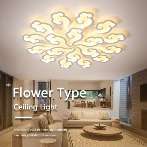Living Room Lights Flower Type Ceiling Light Modern LED Bedroom Study Lamps Easy Installation Remote Control Lighting