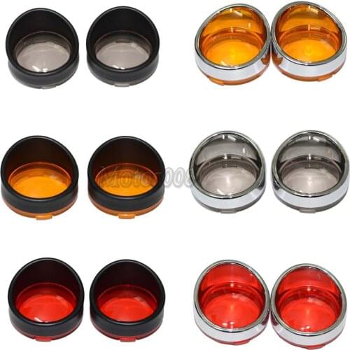 Pair Bezel Visor Turn Signal Bezels Black Chrome Smoke Amber Red Lens Cover For Harley Softail Sportster Touring Sportster V-R