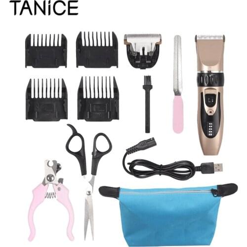 TANiCE Rechargeable Cat Dog Hair Trimmer Electrical Pet Grooming Clipper Shaver Five Fine-Tuning Speed+Four Limit Comb For Pets