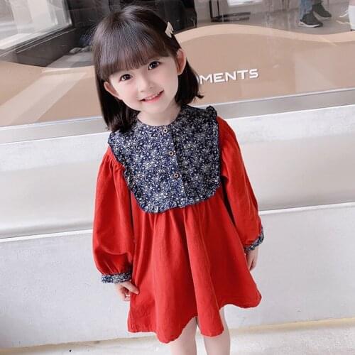 Dresses For Girls Floral Pattern Girls Dress Kids Thick Warm Children Dress Spring Autumn Clothes For Girls
