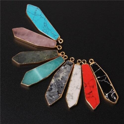 Natural Stone Charms Pendant Irregular Geometry Shape Natural Color Long Tear Drop Stone Charm 11*45mm For DIY Jewelry Accessory