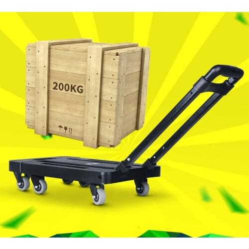 Portable Metal PP Folding Luggage Trolley Cart for Car Travel Accessory Luggage Shipping Trailer Adjustable Handle Chassis
