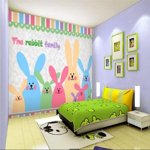 Happy Bunny family childrens room nursery background wall wall sticker wall painting, specializing in the production of wallpap