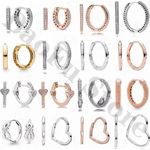 Genuine 925 Sterling Silver Stud Earrings Shiny Love Hollow Romantic Bow Signature Earrings Suitable For Original Female Jewelry