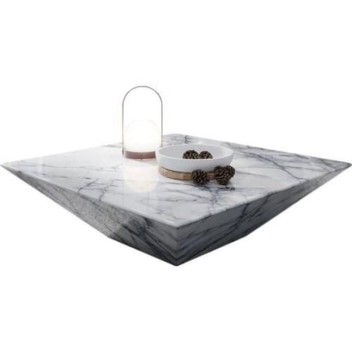 Nordic light luxury style simple furniture living room designer white creative square natural marble coffee table