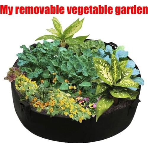 Felt Garden Grow Bag Round Outdoor Vegetable Planter Garden Pots Grow Bags Garden Living Bag Fabric Grow Pot Gardening Supplies