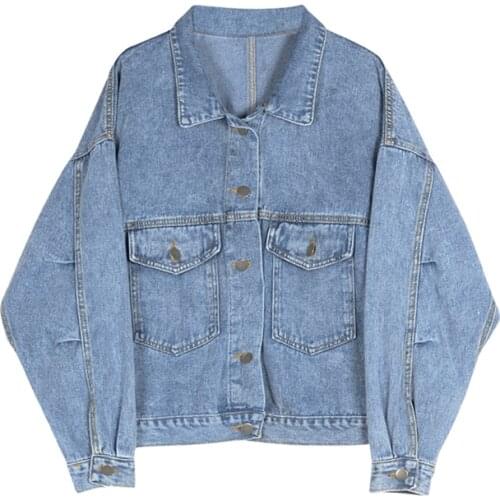 ZG1543 new spring autumn 2020 women fashion joker loose Korean version short section Casual denim jacket cheap wholesale
