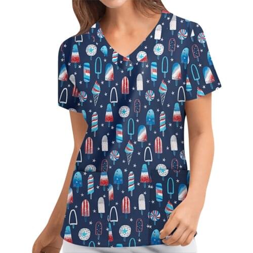 Women Nurse Uniform Summer Breathable Short Sleeve Working Scrubs Tops Hospital Lady Carer Workwear 2021 Gorro Enfermera A50