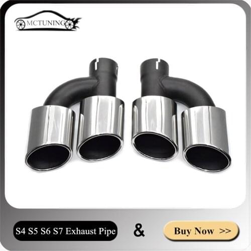 1 Set Car Accessories Silver Exhaust Pipe For Aud-I A3 A4 Update S3 S4 Car Styling Stainless Steel Nozzles Tailpipe Muffler Tip