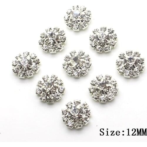 10pcs/lot12mm Rhinestone Diamond Button Wedding Decoration Material DIY Clothing Hand-Sewing Crystal Decorative Accessories